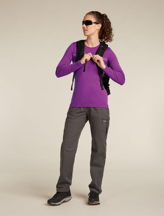 Icebreaker Womens Merino 200 Oasis LS Crewe Mountain Pulse Passion