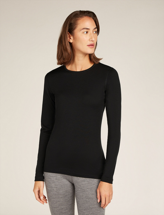 Icebreaker Womens 200 Oasis LS Crewe BLACK
