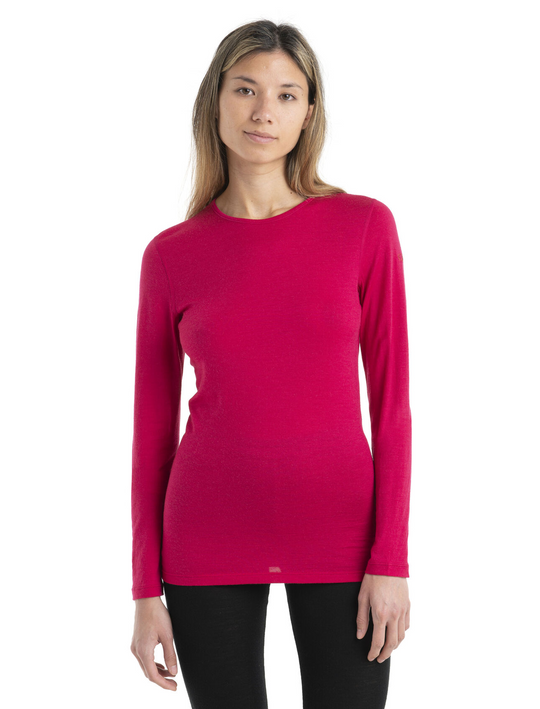ICEBREAKER Womens 200 Oasis LS Crewe ELECTRON PINK
