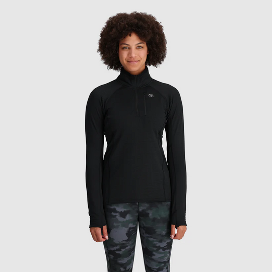 Outdoor Research Womens Vigor Grid Fleece Quarter Zip Black