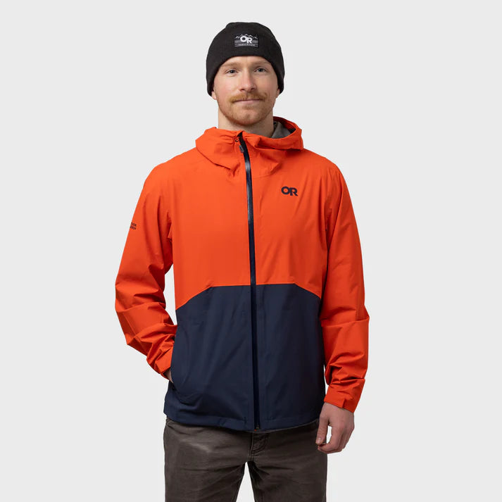 Outdoor Research Mens Stratoburst Stretch Rain Jacket Spice/Dark Navy