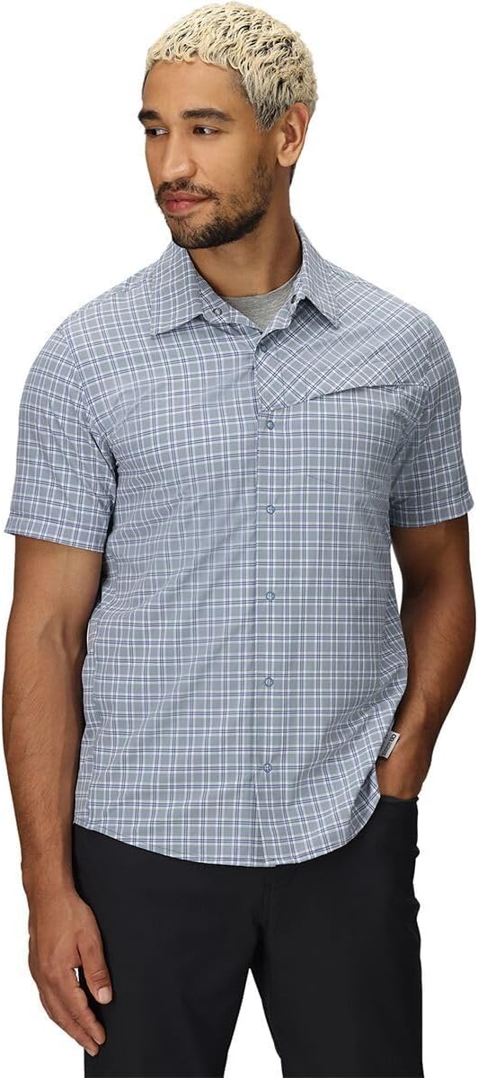 Outdoor Research Men Astroman Short Sleeve Sun Shirt Olympic Plaid