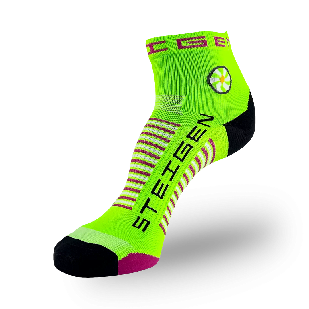 Steigen Fluro Green Running Socks 1/4 Length