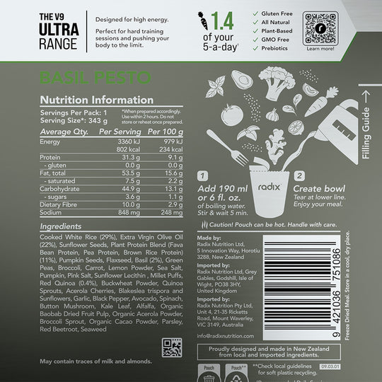 #Radix Nutrition ULTRA 800kcal Meal, BASIL PESTO 142g