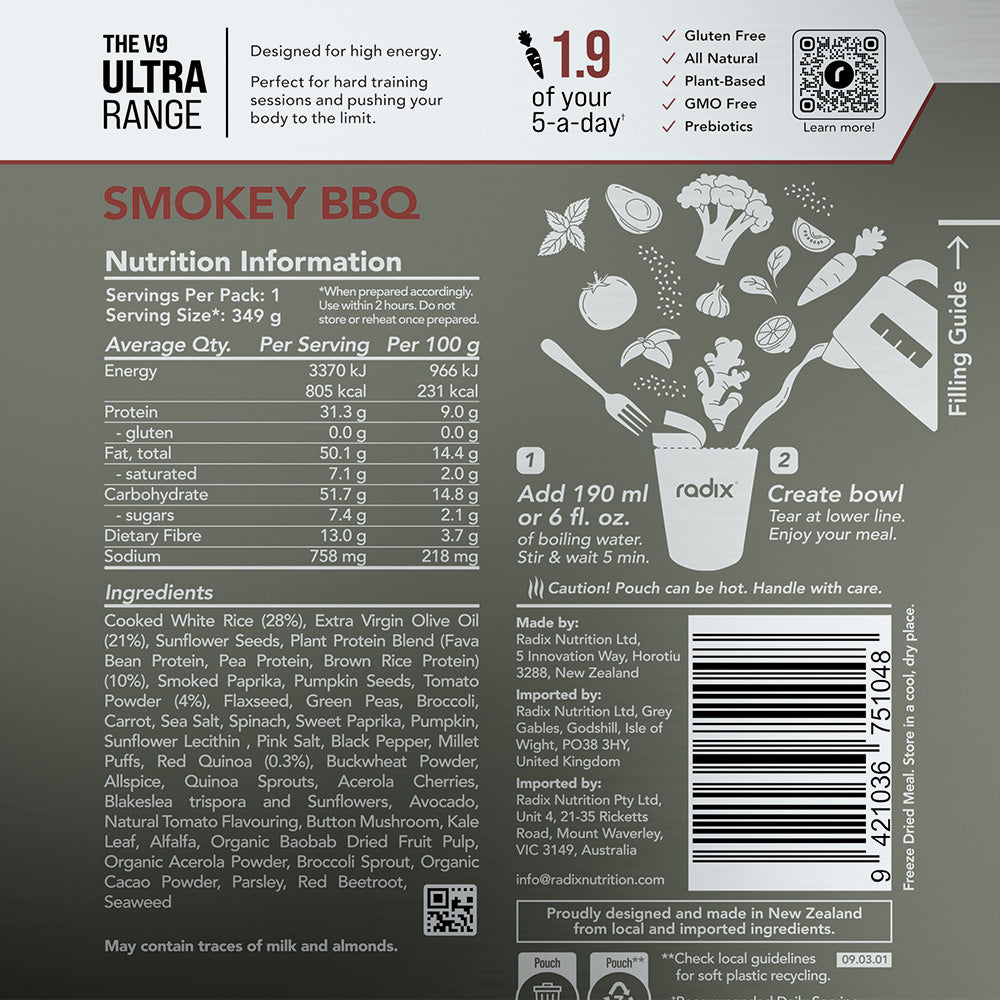 Radix Nutrition ULTRA 800kcal Meal, SMOKEY BARBECUE 159g