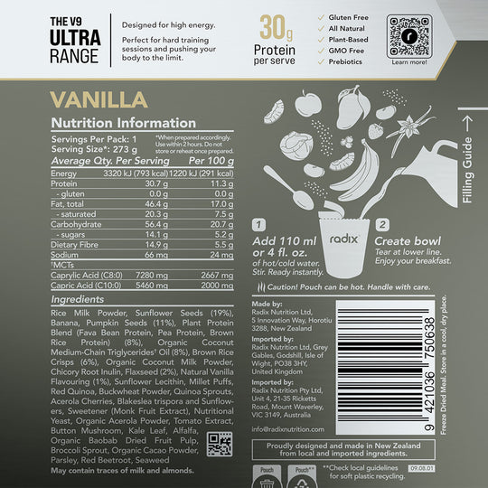 Radix Nutrition ULTRA 800kcal Breakfast Meal Vanilla 163