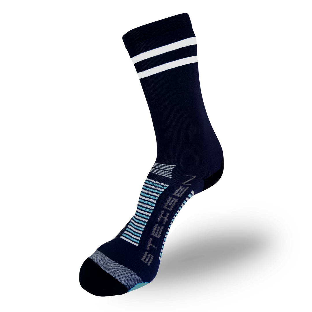 Steigen 2 Sstripe Navy Running Socks 3/4 Length