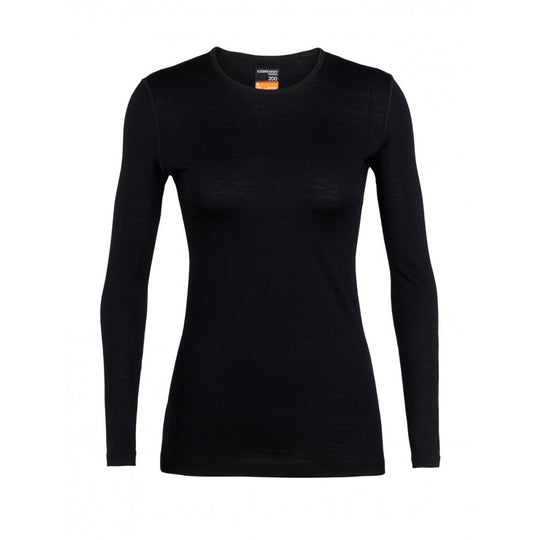 Icebreaker Womens 200 Oasis LS Crewe BLACK
