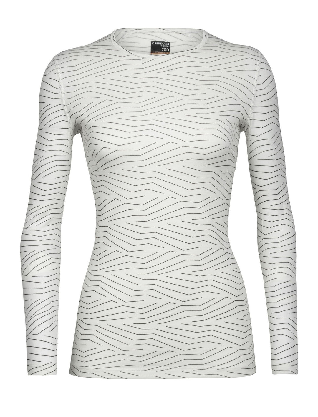 Icebreaker Womens 200 Oasis LS Crewe Napasoq Lines Snow