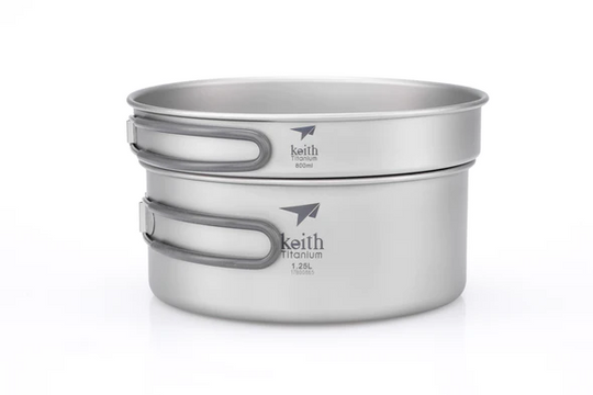 Keith Titanium 2-Piece Titanium Pot and Pan Cook Set 1.25L+770ml