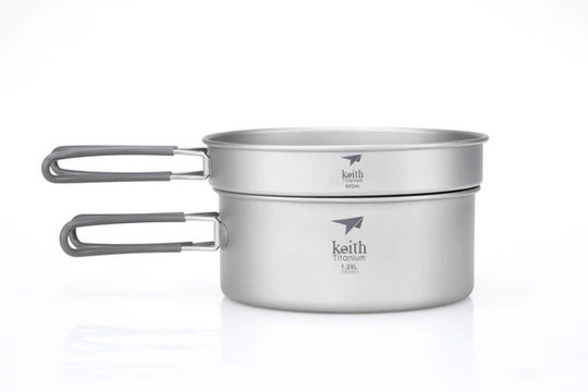 Keith Titanium 2-Piece Titanium Pot and Pan Cook Set 1.25L+770ml