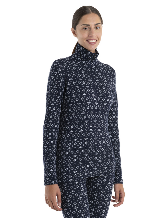 Icebreaker Womens Merino 260 Vertex LS HZ Snow Midnight