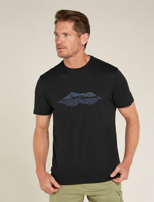 Icebreaker Mens Merino 150 Tech Lite SS Tee Pukaki Reflected BLACK