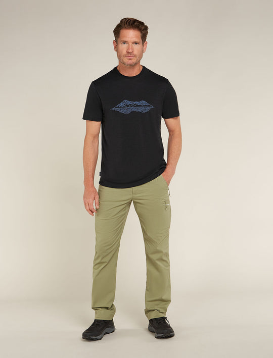 Icebreaker Mens Merino 150 Tech Lite SS Tee Pukaki Reflected BLACK