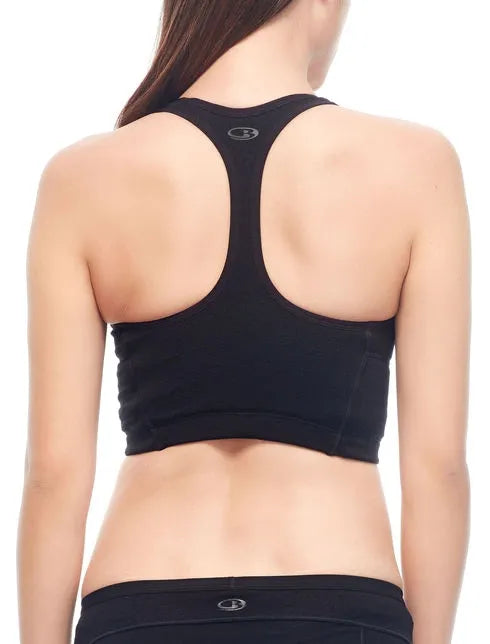 Icebreaker Womens Meld Zone Long Sport Bra BLACK