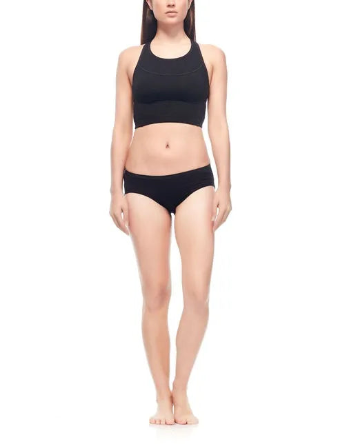 Icebreaker Womens Meld Zone Long Sport Bra BLACK