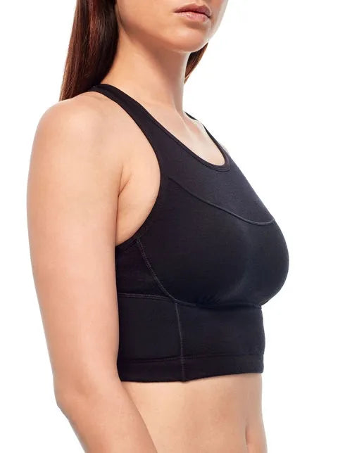 Icebreaker Womens Meld Zone Long Sport Bra BLACK