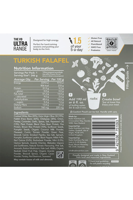 Radix Nutrition ULTRA 800kcal Meal TURKISH FALAFEL 156g