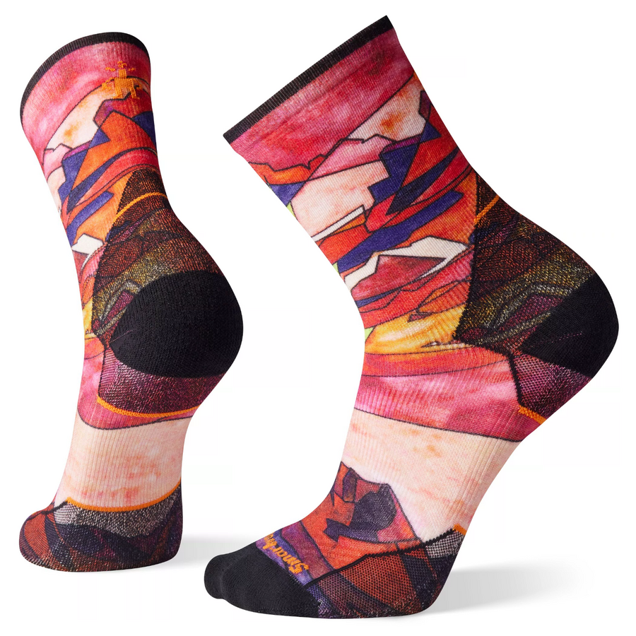 SMARTWOOL Athlete Edition Run Print Crew TANDOORI ORANGE