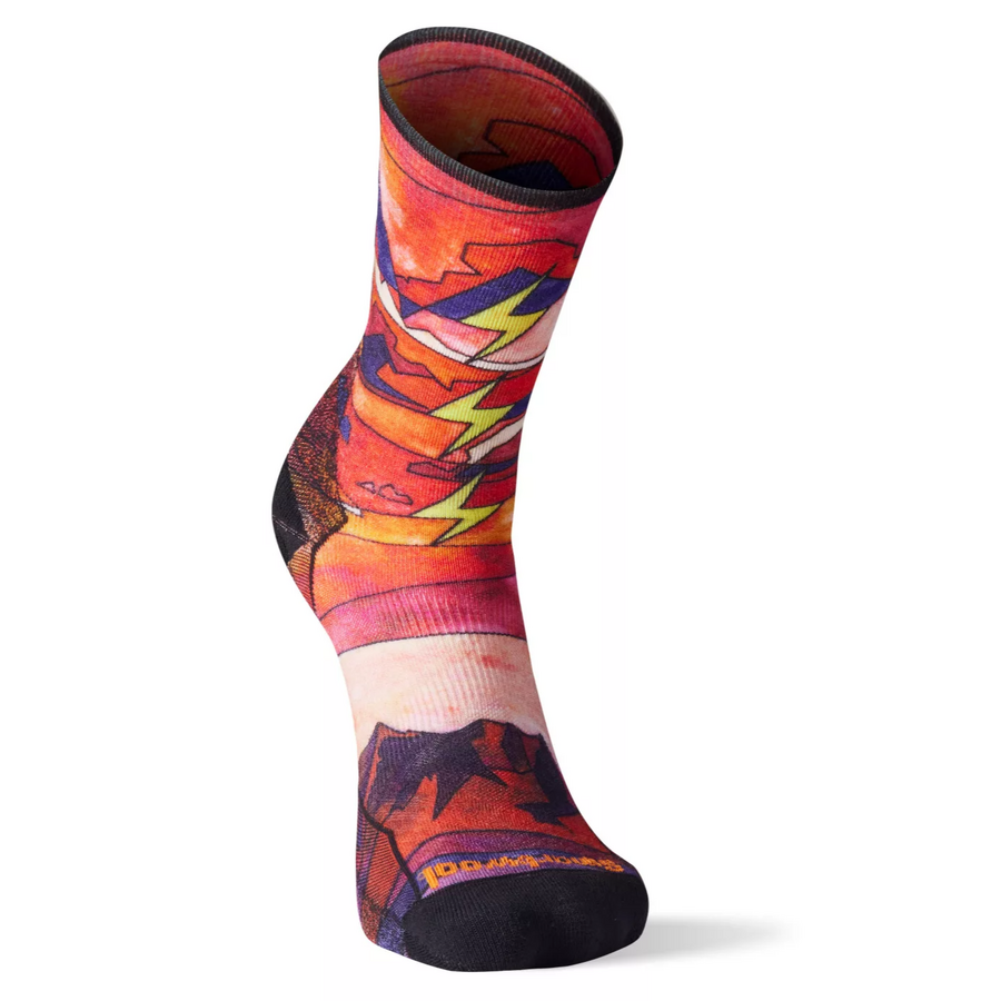 SMARTWOOL Athlete Edition Run Print Crew TANDOORI ORANGE