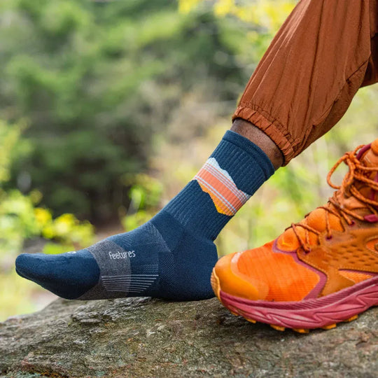 Feetures Trail Max Cushion Mini Crew Blue Ridge Navy