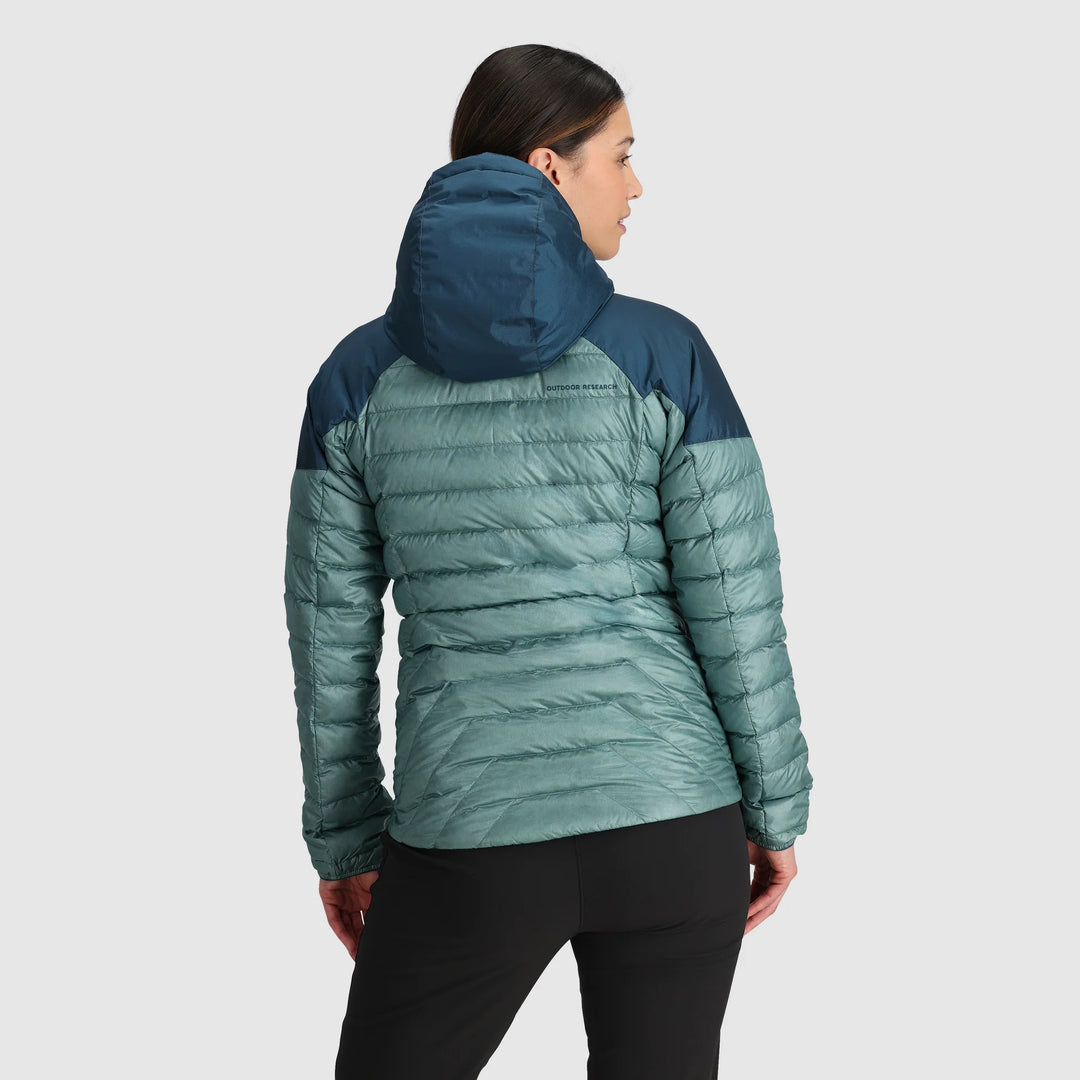 Outdoor Research Womens Helium Down Hoodie Neptune/Harbor