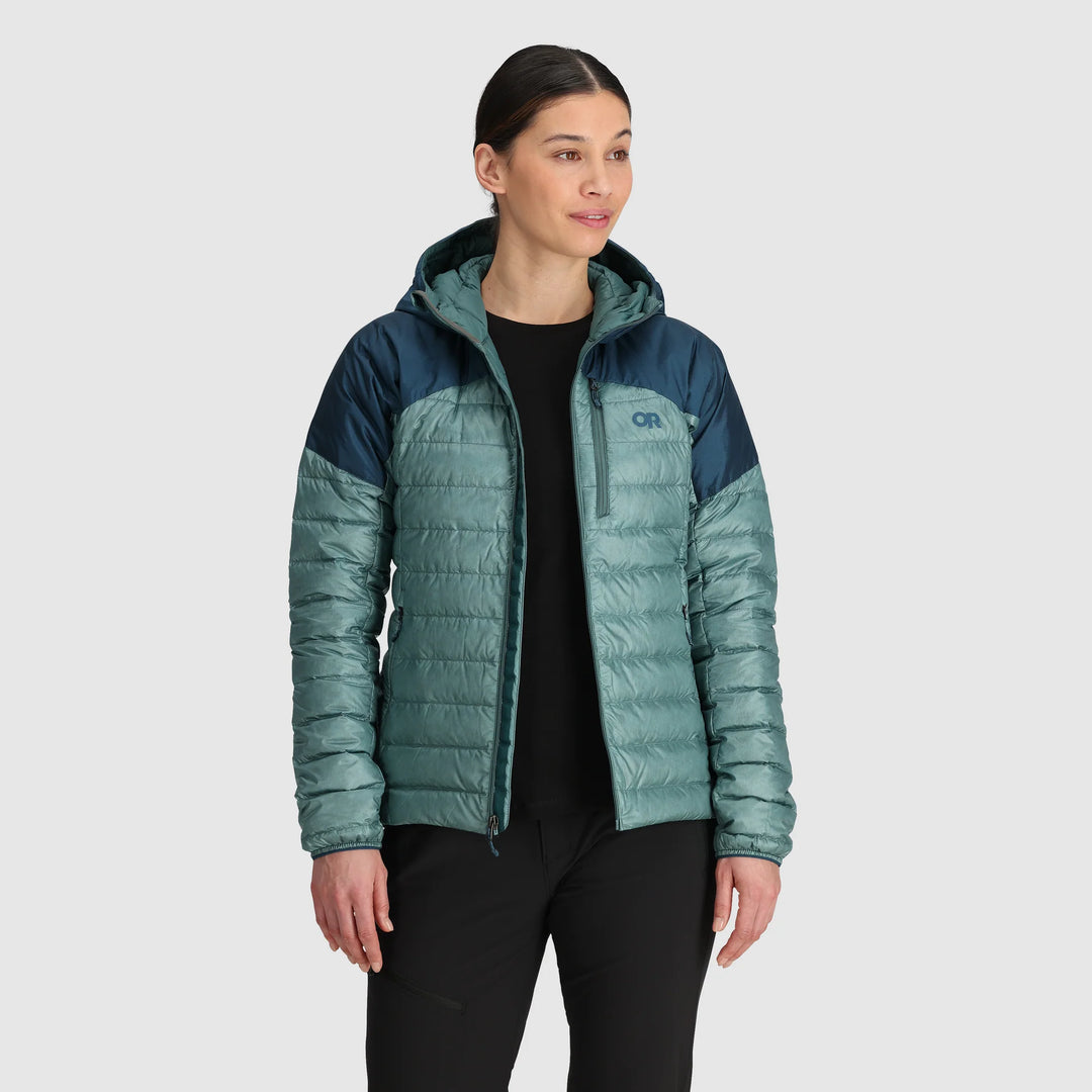 Outdoor Research Womens Helium Down Hoodie Neptune/Harbor