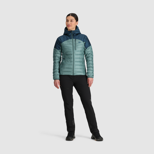 Outdoor Research Womens Helium Down Hoodie Neptune/Harbor