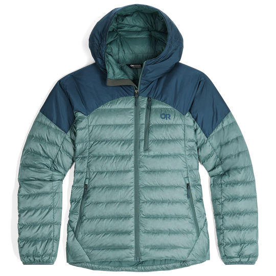 Outdoor Research Womens Helium Down Hoodie Neptune/Harbor