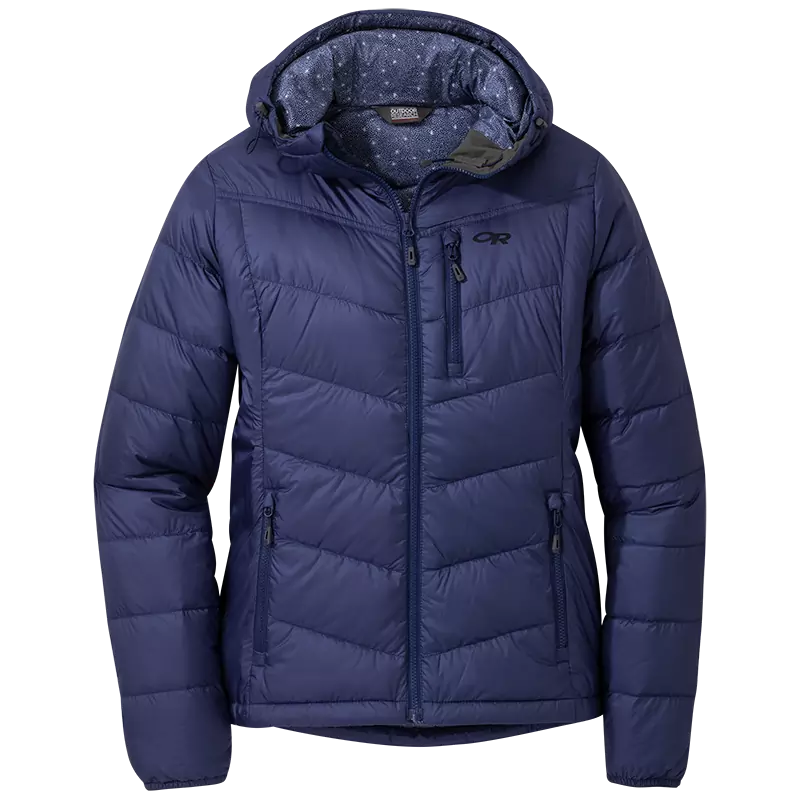 Outdoor Research Womens Warli Sky Transcendent Down Hoody twlght st pr