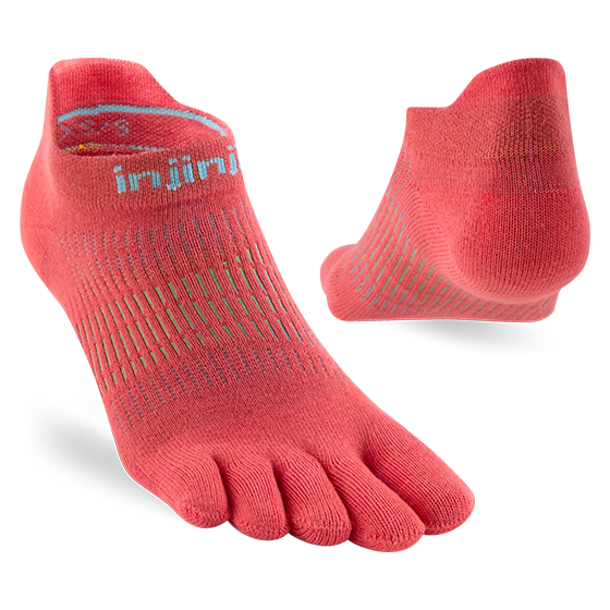 Injinji Womens Run Lightweight No-Show Coral