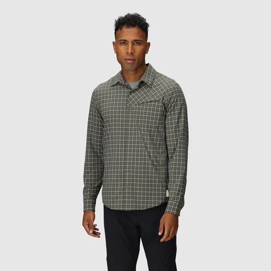 Outdoor Research Men Astroman Long Sleeve Sun Shirt Ranger Green Plaid