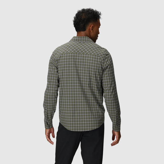 Outdoor Research Men Astroman Long Sleeve Sun Shirt Ranger Green Plaid