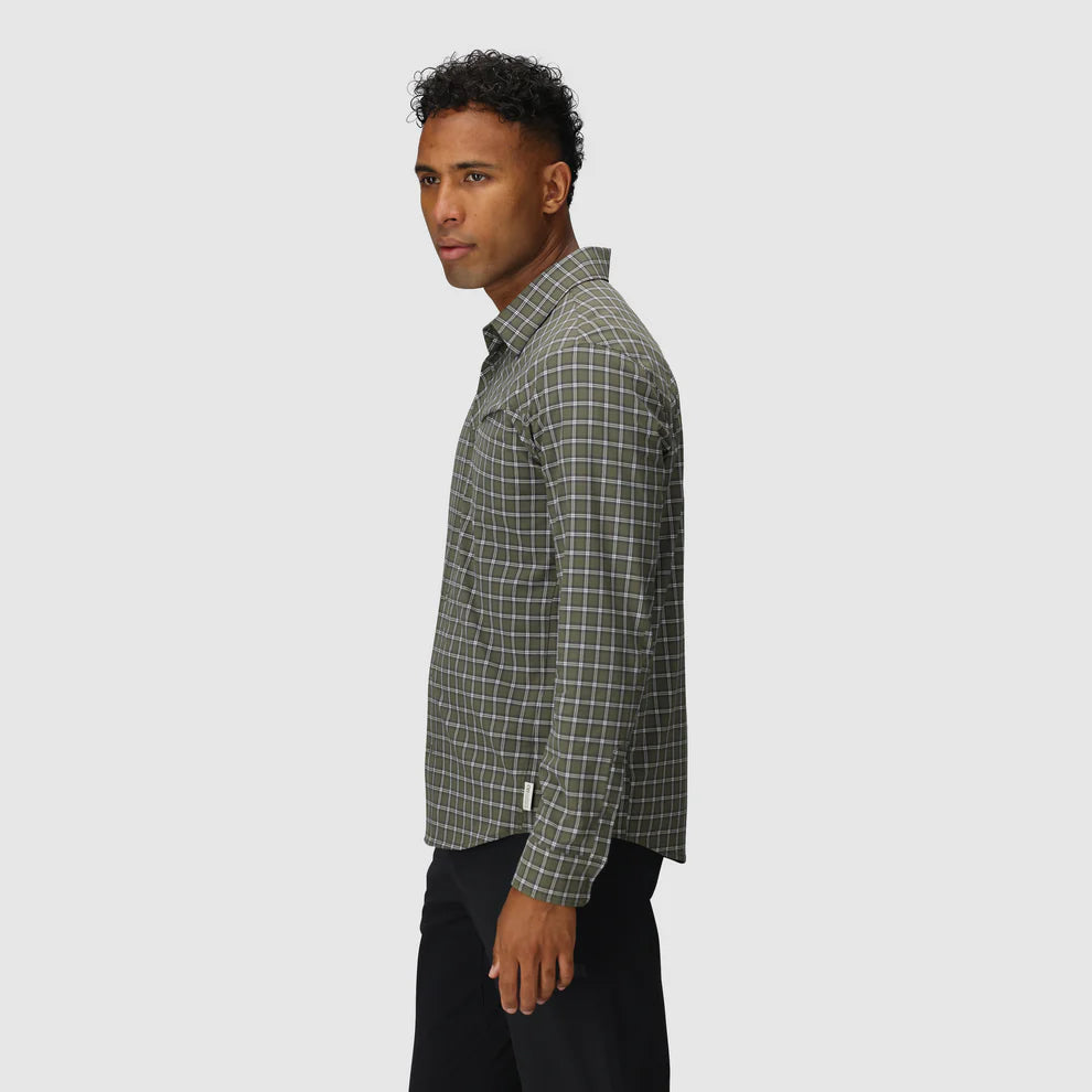 Outdoor Research Men Astroman Long Sleeve Sun Shirt Ranger Green Plaid