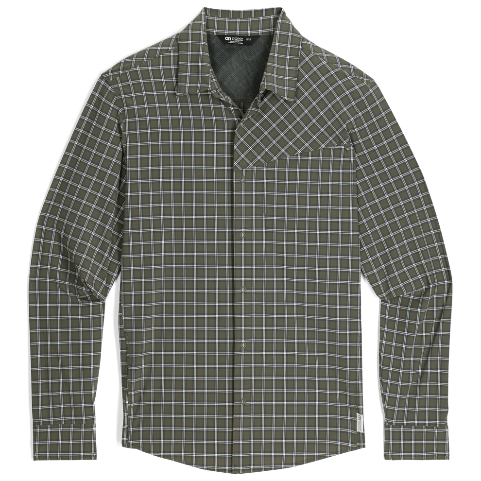 Outdoor Research Men Astroman Long Sleeve Sun Shirt Ranger Green Plaid