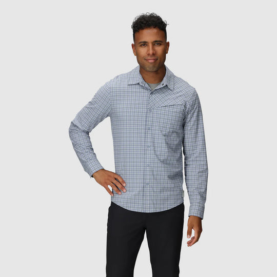 Outdoor Research Men Astroman Long Sleeve Sun Shirt Galactic Plaid