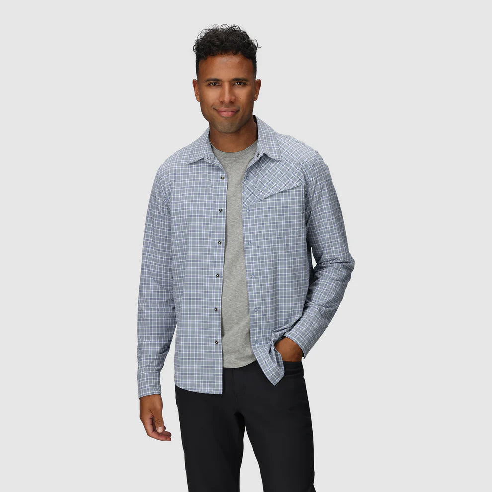 Outdoor Research Men Astroman Long Sleeve Sun Shirt Galactic Plaid
