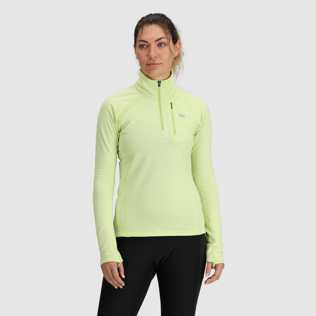 Outdoor Research Women Vigor Grid Fleece Quarter Zip Cool Matcha