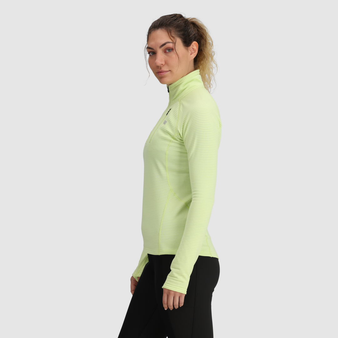 Outdoor Research Women Vigor Grid Fleece Quarter Zip Cool Matcha