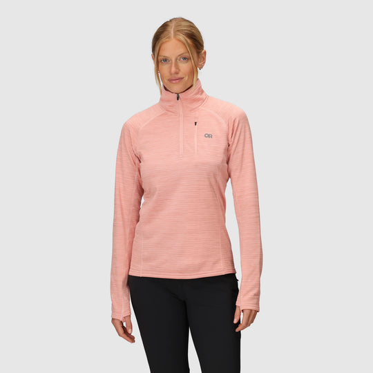 Outdoor Research Womens Vigor Grid Fleece Quarter Zip Lotus Heather