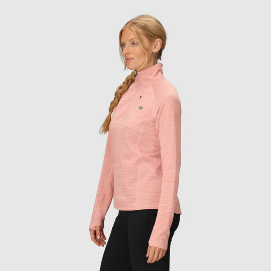 Outdoor Research Womens Vigor Grid Fleece Quarter Zip Lotus Heather