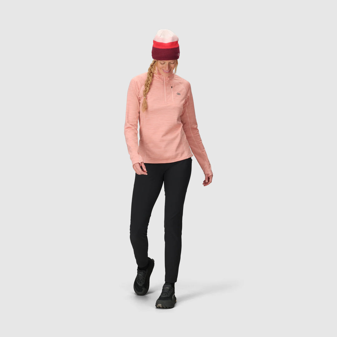 Outdoor Research Womens Vigor Grid Fleece Quarter Zip Lotus Heather