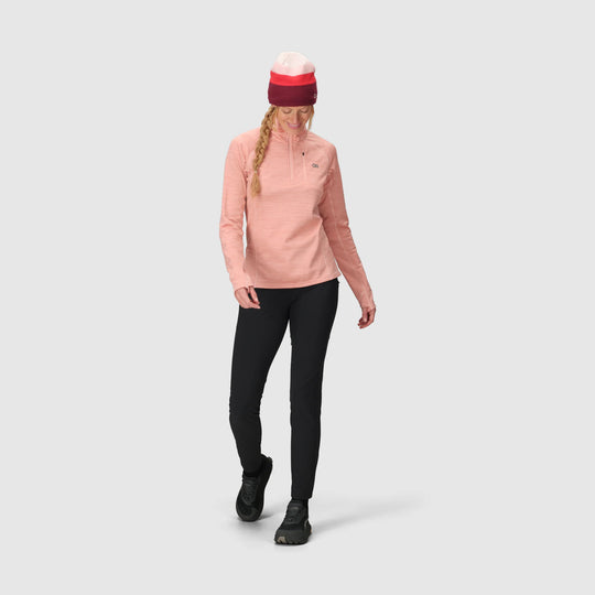 Outdoor Research Womens Vigor Grid Fleece Quarter Zip Lotus Heather
