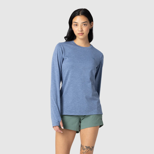 Outdoor Research Womens ActiveIce Spectrum Sun Long Sleeve Tee Ascent Blue Heather