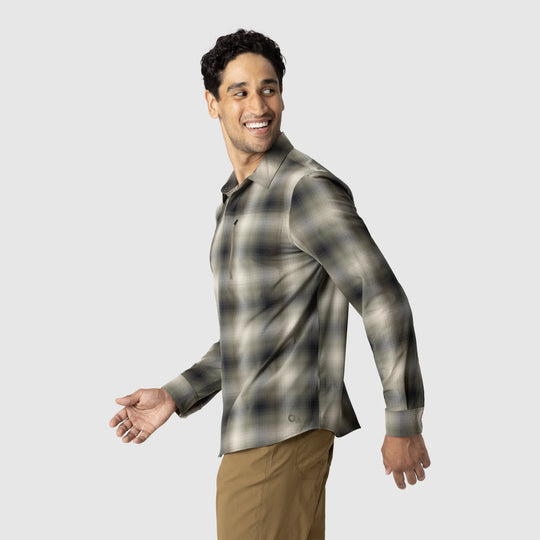 Outdoor Research Mens Astroman Long Sleeve Sun Shirt Ranger Green Plaid