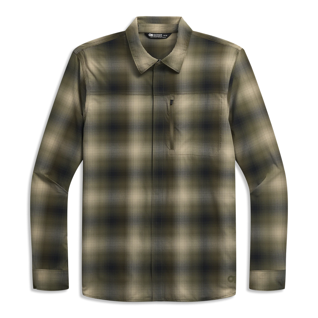 Outdoor Research Mens Astroman Long Sleeve Sun Shirt Ranger Green Plaid