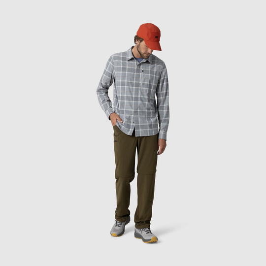 Outdoor Research Mens Astroman Long Sleeve Sun Shirt Light Pewter Plaid