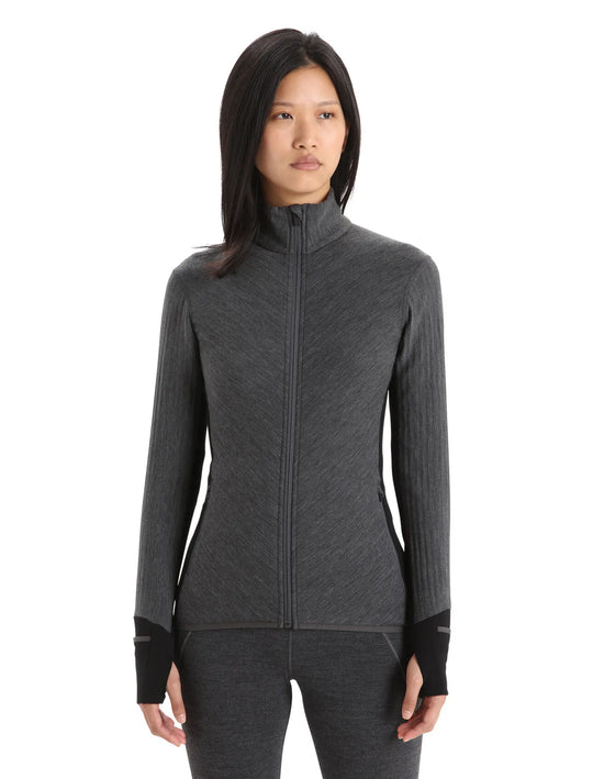 Icebreaker Womens Descender LS Zip Jet HTHR