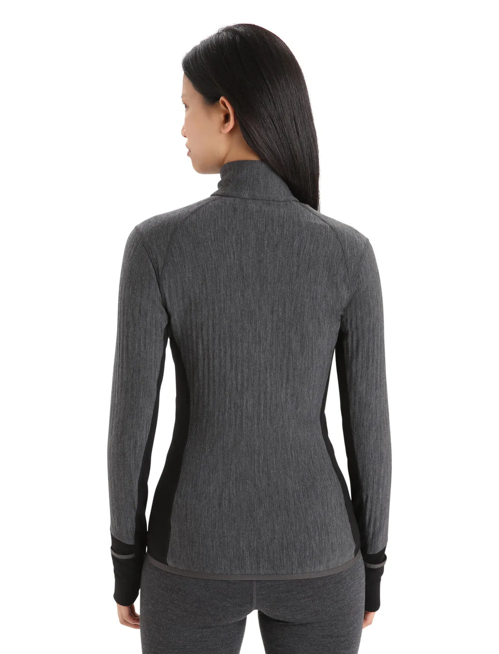 Icebreaker Womens Descender LS Zip Jet HTHR