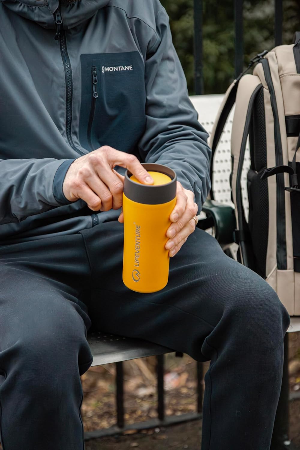 Life Venture One Touch Thermal Mug, Gold, 350ml